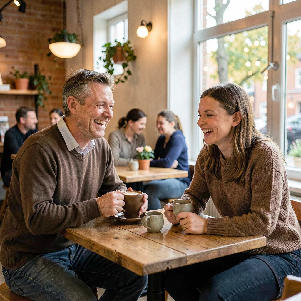 Par på første date over kaffe i Odense centrum